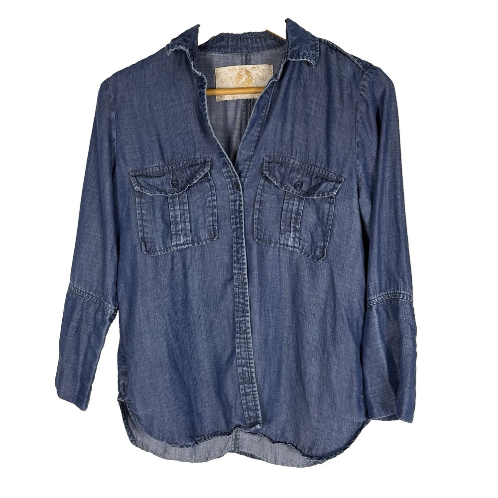 Bella Dahl Denim Button Up Shirt Womens XS‎ Boho Western Cowgirl Rodeo Country
